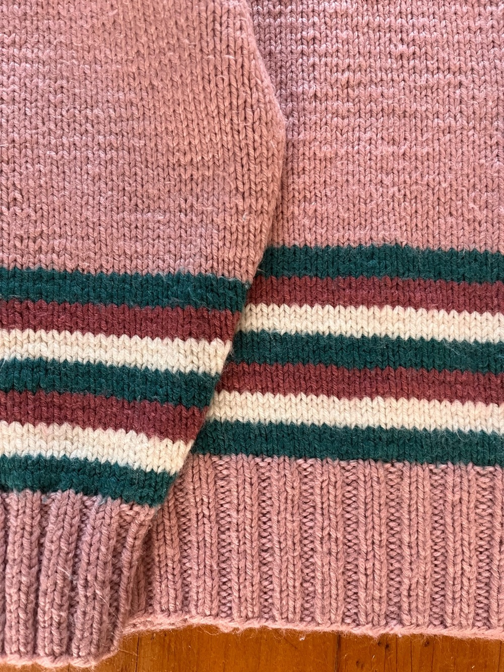 Handmade 90s Rose, Teal, Ivory, and Dark Dusty Rose Mock Neck Sweater - Picture 3 of 6